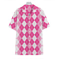 Pink And White Argyle Pattern Print Hawaiian Shirt