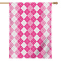Pink And White Argyle Pattern Print House Flag