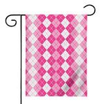 Pink And White Argyle Pattern Print House Flag