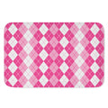 Pink And White Argyle Pattern Print Indoor Door Mat