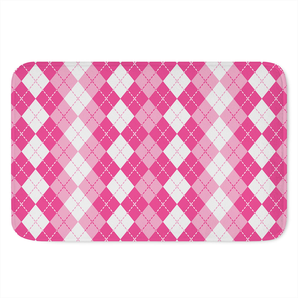 Pink And White Argyle Pattern Print Indoor Door Mat