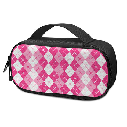 Pink And White Argyle Pattern Print Insulin Cooler Travel Case