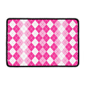 Pink And White Argyle Pattern Print Kitchen Mat