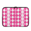 Pink And White Argyle Pattern Print Laptop Sleeve