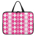 Pink And White Argyle Pattern Print Laptop Sleeve With Handle