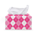 Pink And White Argyle Pattern Print Leather Tissue Box Cover