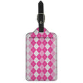 Pink And White Argyle Pattern Print Luggage Tag