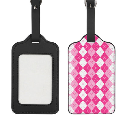 Pink And White Argyle Pattern Print Luggage Tag