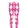 Pink And White Argyle Pattern Print Men's Leggings