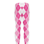 Pink And White Argyle Pattern Print Men's leggings