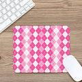 Pink And White Argyle Pattern Print Mouse Pad