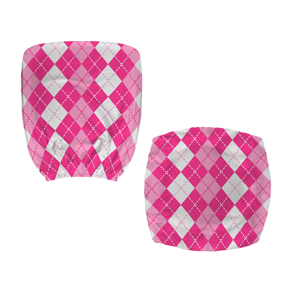 Pink And White Argyle Pattern Print Office Chair Cover
