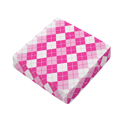 Pink And White Argyle Pattern Print Outdoor Seat Cushion Cover