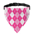 Pink And White Argyle Pattern Print Over The Collar Dog Bandana
