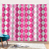 Pink And White Argyle Pattern Print Pencil Pleat Curtains