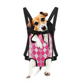 Pink And White Argyle Pattern Print Pet Carrier Backpack