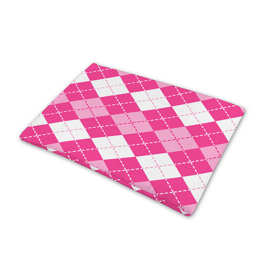 Pink And White Argyle Pattern Print Pet Cooling Mat Cover