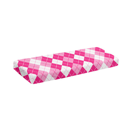 Pink And White Argyle Pattern Print Piano Keyboard Cover