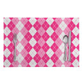 Pink And White Argyle Pattern Print Placemat