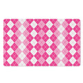 Pink And White Argyle Pattern Print Polyester Doormat