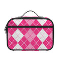 Pink And White Argyle Pattern Print Portable Lunch Bag