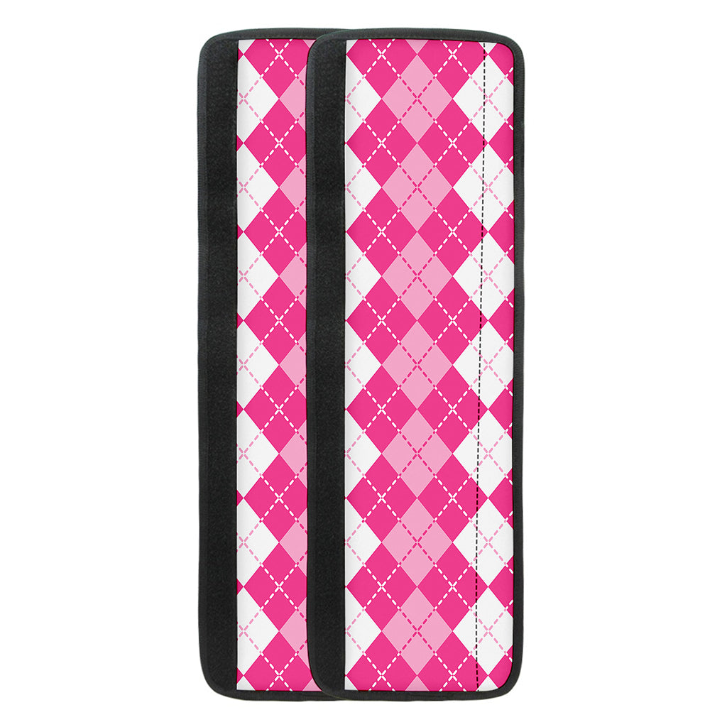 Pink And White Argyle Pattern Print Refrigerator Handle Covers