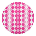Pink And White Argyle Pattern Print Round Blanket