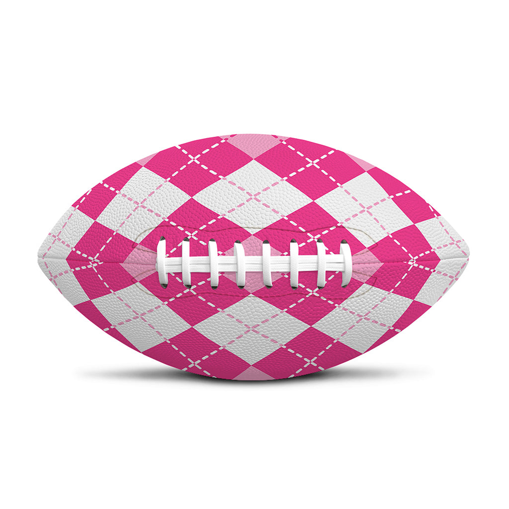 Pink And White Argyle Pattern Print Rugby Ball