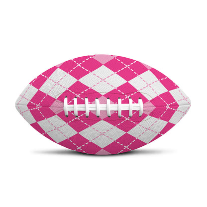 Pink And White Argyle Pattern Print Rugby Ball
