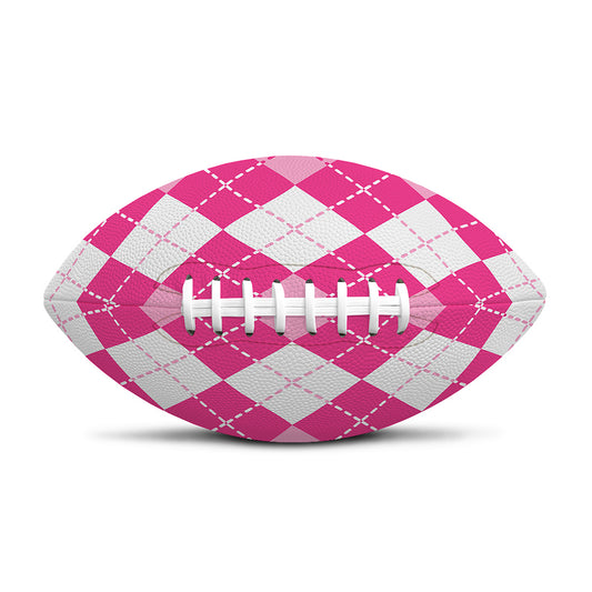 Pink And White Argyle Pattern Print Rugby Ball