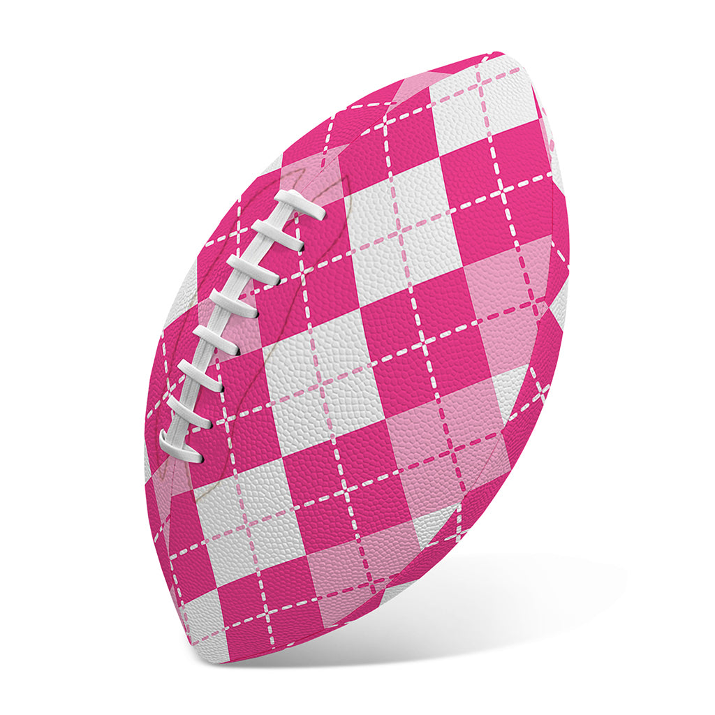 Pink And White Argyle Pattern Print Rugby Ball