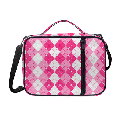Pink And White Argyle Pattern Print Shoulder Strap Bible Bag