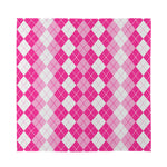 Pink And White Argyle Pattern Print Silk Bandana