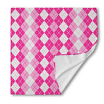 Pink And White Argyle Pattern Print Silk Bandana