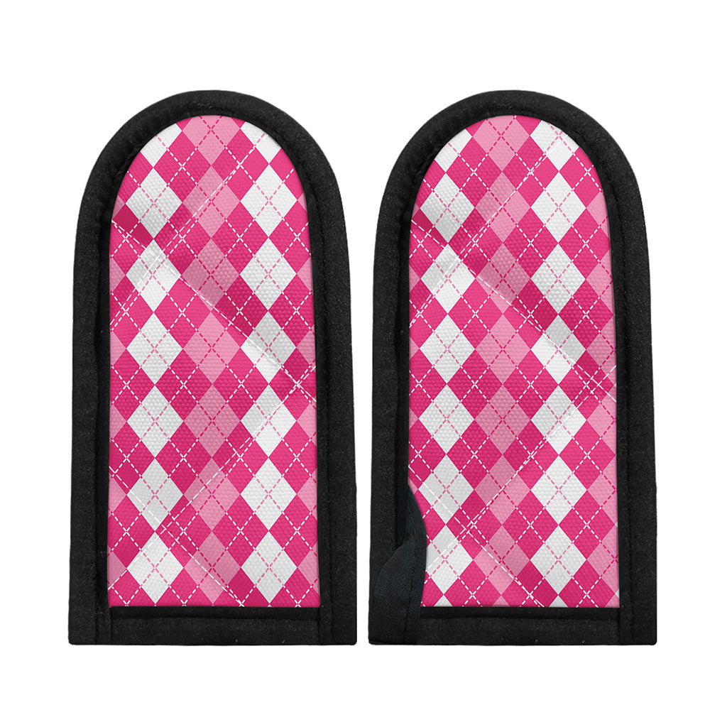 Pink And White Argyle Pattern Print Skillet Handle Cover