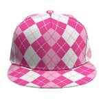 Pink And White Argyle Pattern Print Snapback Cap