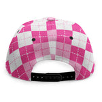 Pink And White Argyle Pattern Print Snapback Cap