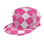 Pink And White Argyle Pattern Print Snapback Cap