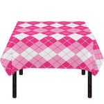 Pink And White Argyle Pattern Print Tablecloth