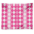 Pink And White Argyle Pattern Print Tapestry