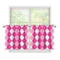 Pink And White Argyle Pattern Print Tier Curtains