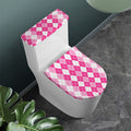 Pink And White Argyle Pattern Print Toilet Lid And Tank Cover Set