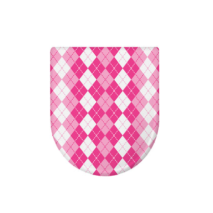 Pink And White Argyle Pattern Print Toilet Lid Cover