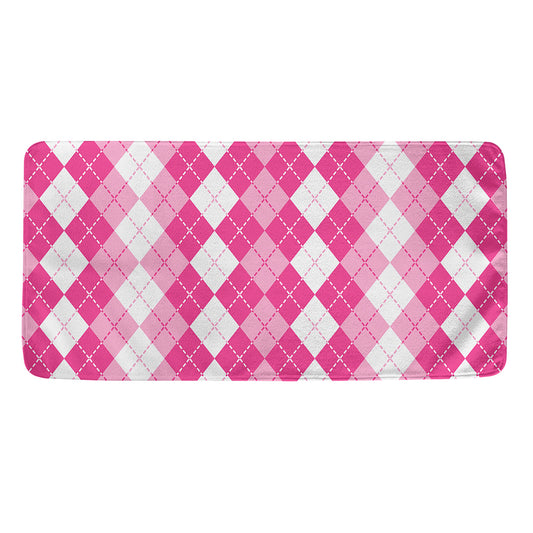 Pink And White Argyle Pattern Print Towel