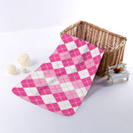 Pink And White Argyle Pattern Print Towel