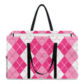 Pink And White Argyle Pattern Print Utility Tote Bag