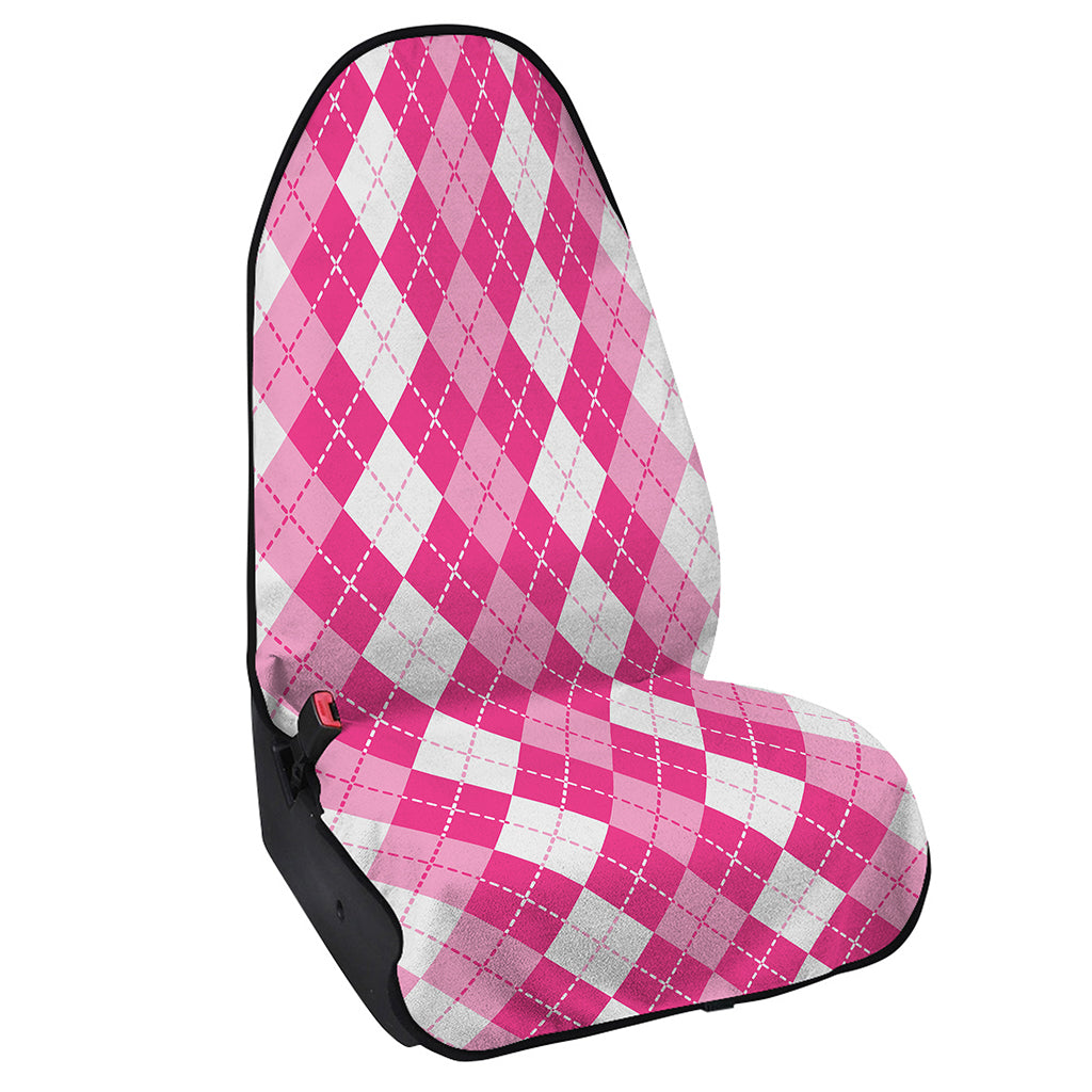 Pink And White Argyle Pattern Print Waterproof Car Seat Cover