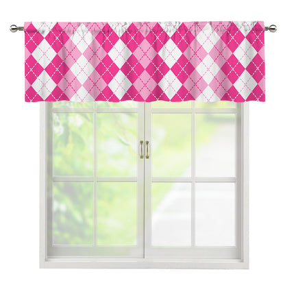 Pink And White Argyle Pattern Print Window Valance