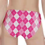 Pink And White Argyle Pattern Print Women's Panties