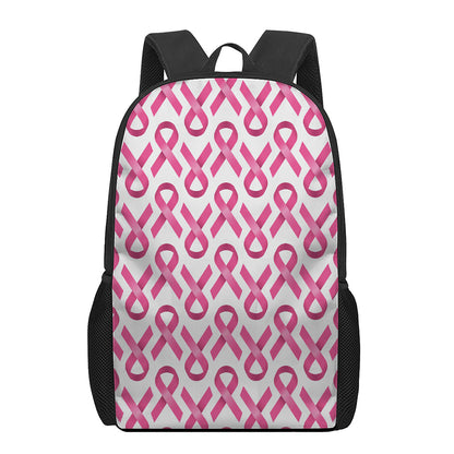 Pink And White Breast Cancer Print 17 Inch Backpack